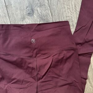 Savvi | Burgundy High-Waisted Leggings